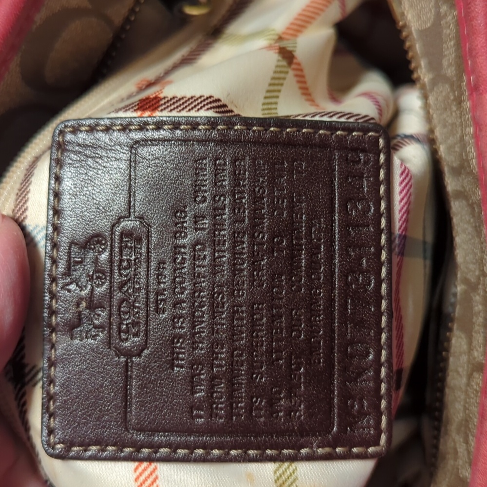 Coach Signature Canvas Tote Bag - Pink and Tan - Picture 12 of 16